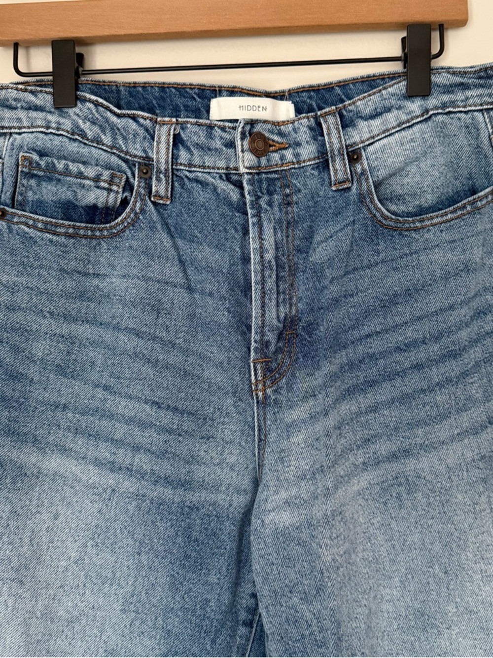 HIDDEN High Rise Straight Leg Jeans 100% Cotton Medium Wash Size 28 - Picture 2 of 7